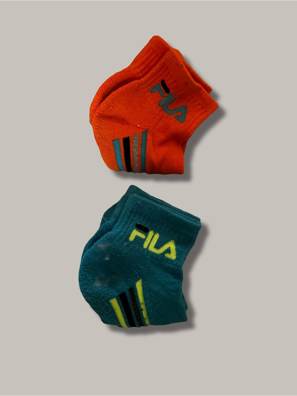 Fila Low-Cut Athletic Sock Pair in Orange and Teal